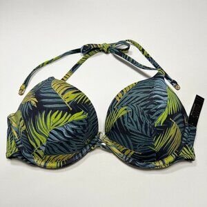 Victoria Secret 36D Bombshell Push Up Bikini Top Add 2 Cups Palm Royale Print